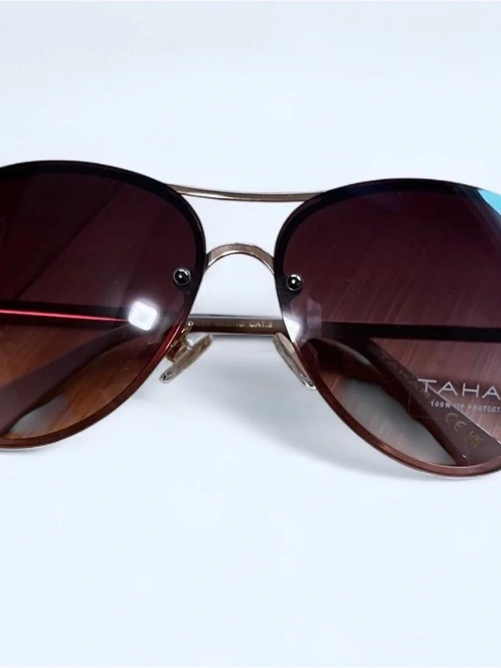 Tahari Brown Gradient Aviator Sunglasses